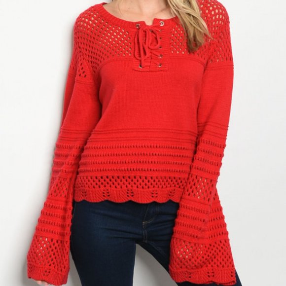 Sweaters - BOHO RED SWEATER